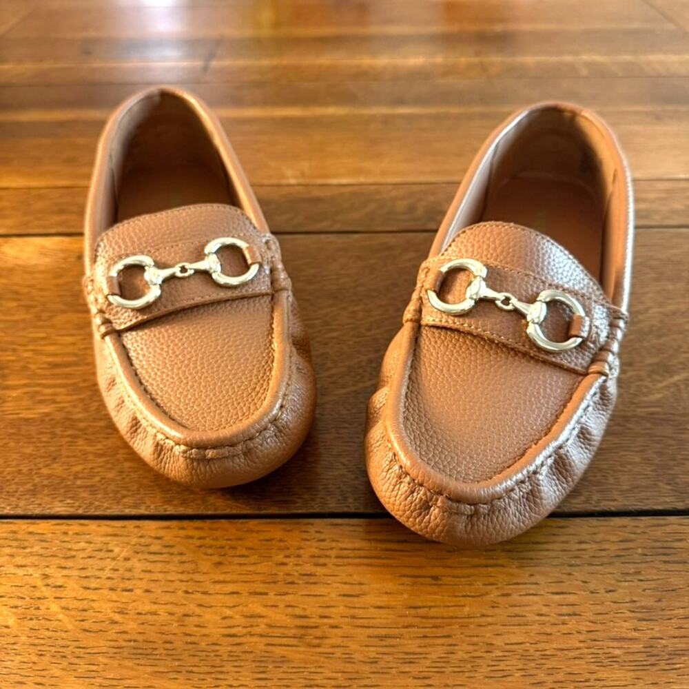 Anne Klein Chrystie iFlex Cognac Driving Mocs Horse-Bit Comfort Loafers EUC 9M